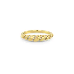 14k Gold Diamond Croissant Ring