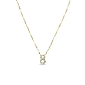 14k Pavé Diamond Number Necklace