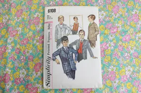 1960s Boys Jacket and Vest Sewing Pattern Simplicity 6108, Complete, Chest 24"