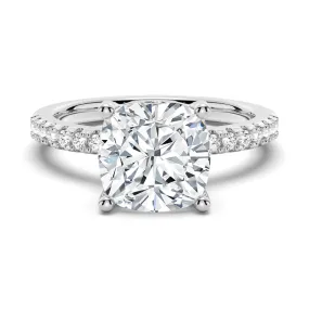 3 CT. French Pavé Cushion Cut Moissanite Engagement Ring