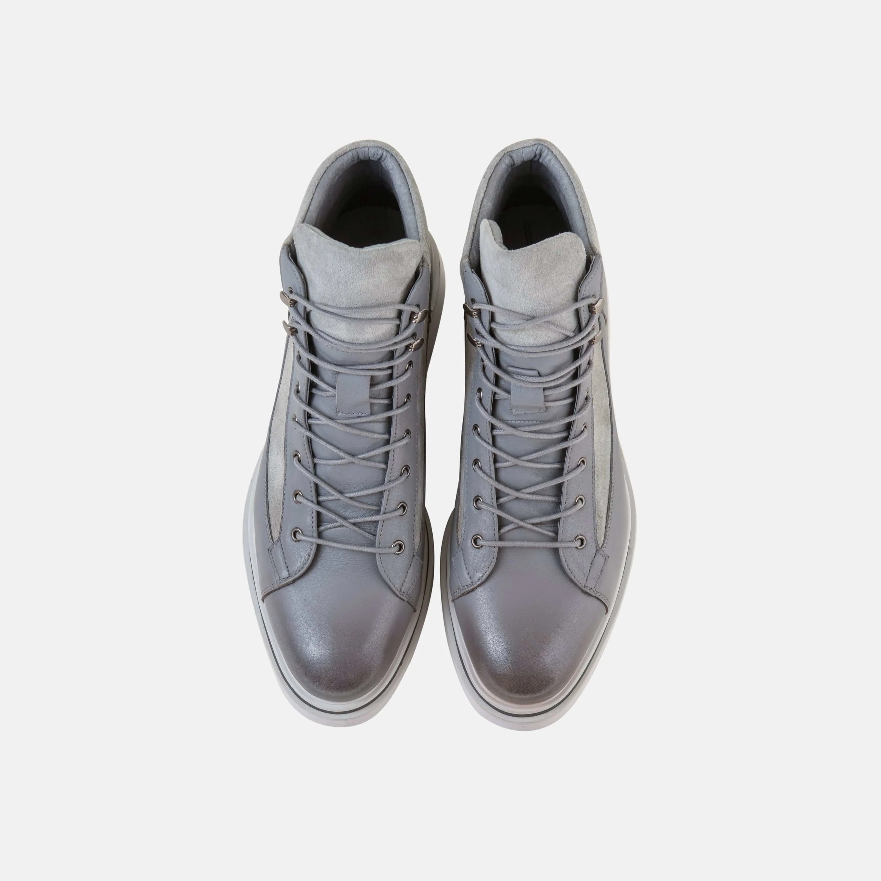 Aiden Cool Grey Leather Combat Boots