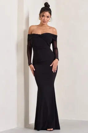 Alex | Black Bardot Twist Maxi Dress