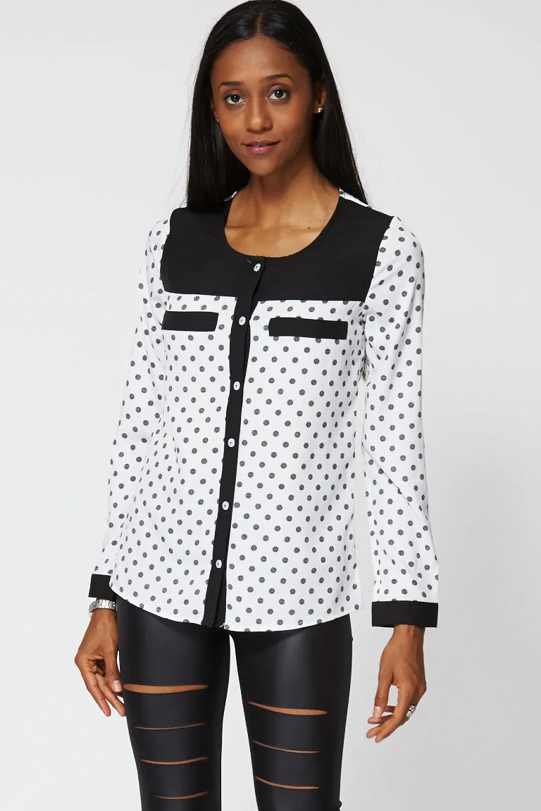 Black And White Polka Dot Shirt Ex-Branded