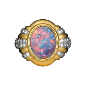 Black Opal Pink-Red Passion Ring