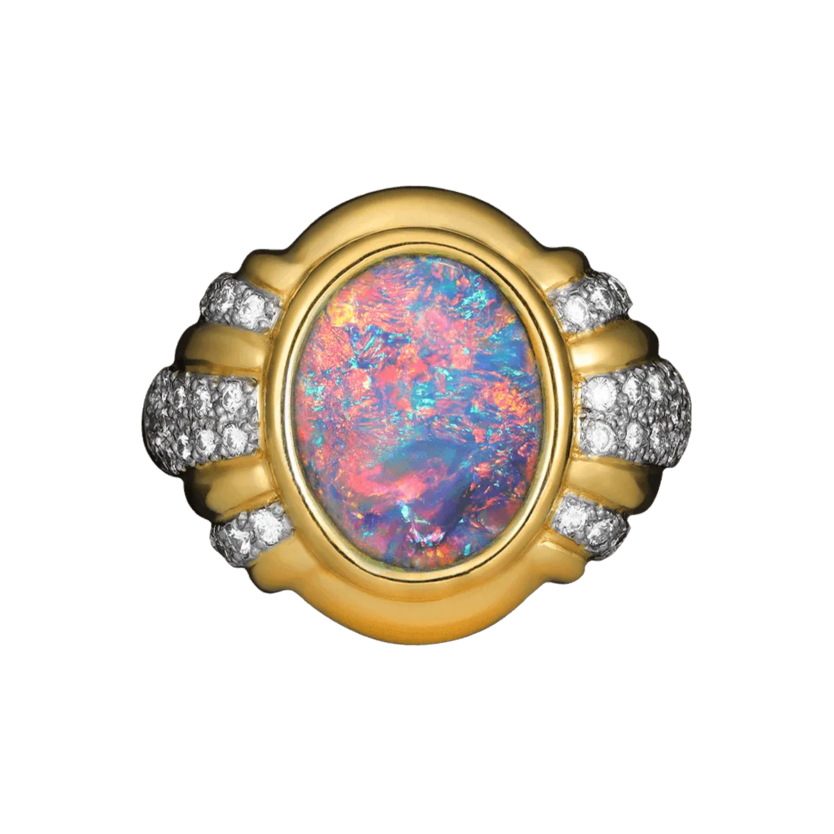 Black Opal Pink-Red Passion Ring