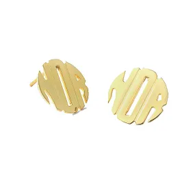 Block Monogram Stud Earrings