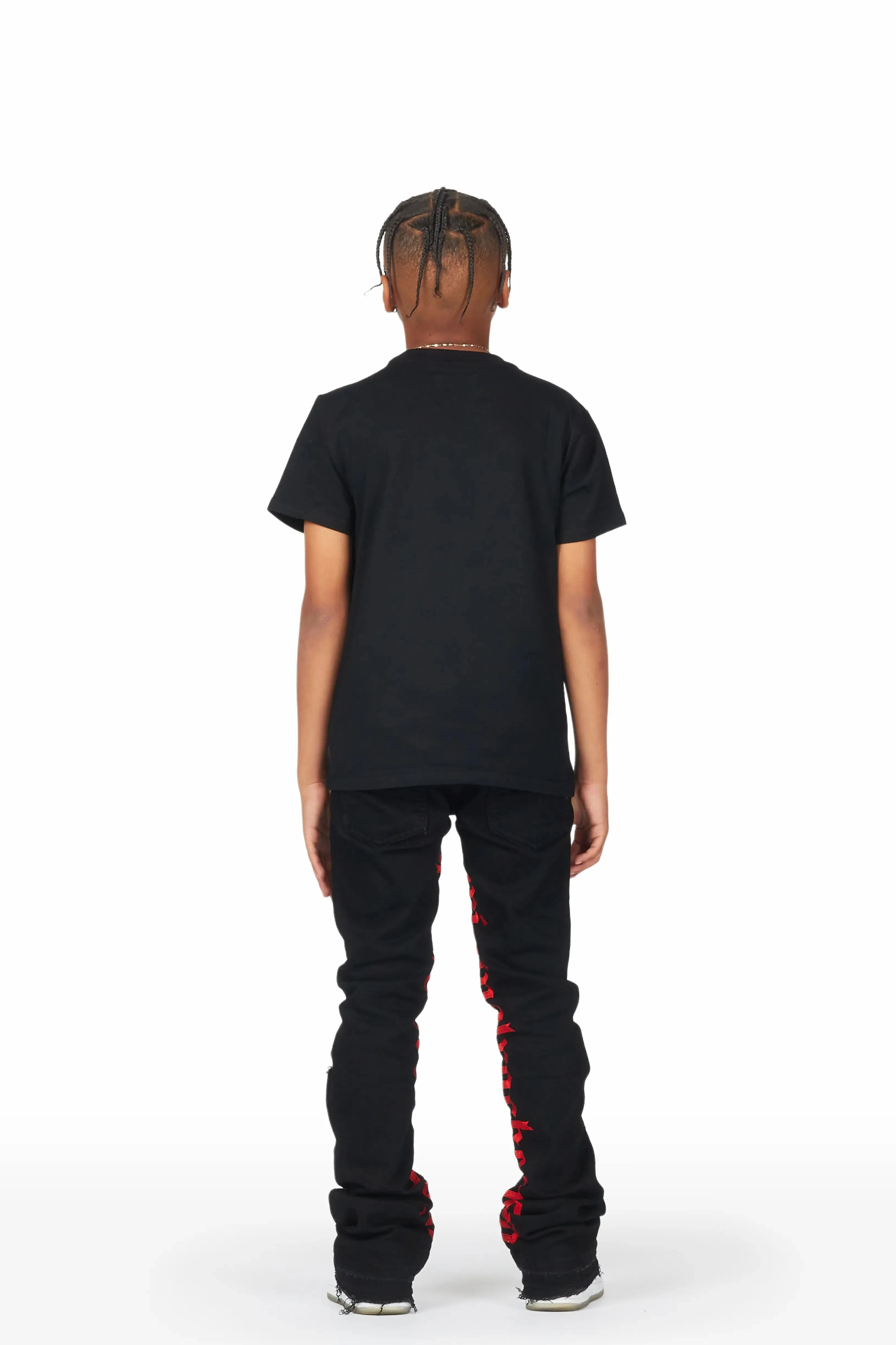 Boys Dallon Black T-Shirt/Super Stacked Flare Jean