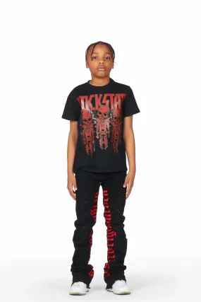 Boys Dallon Black T-Shirt/Super Stacked Flare Jean