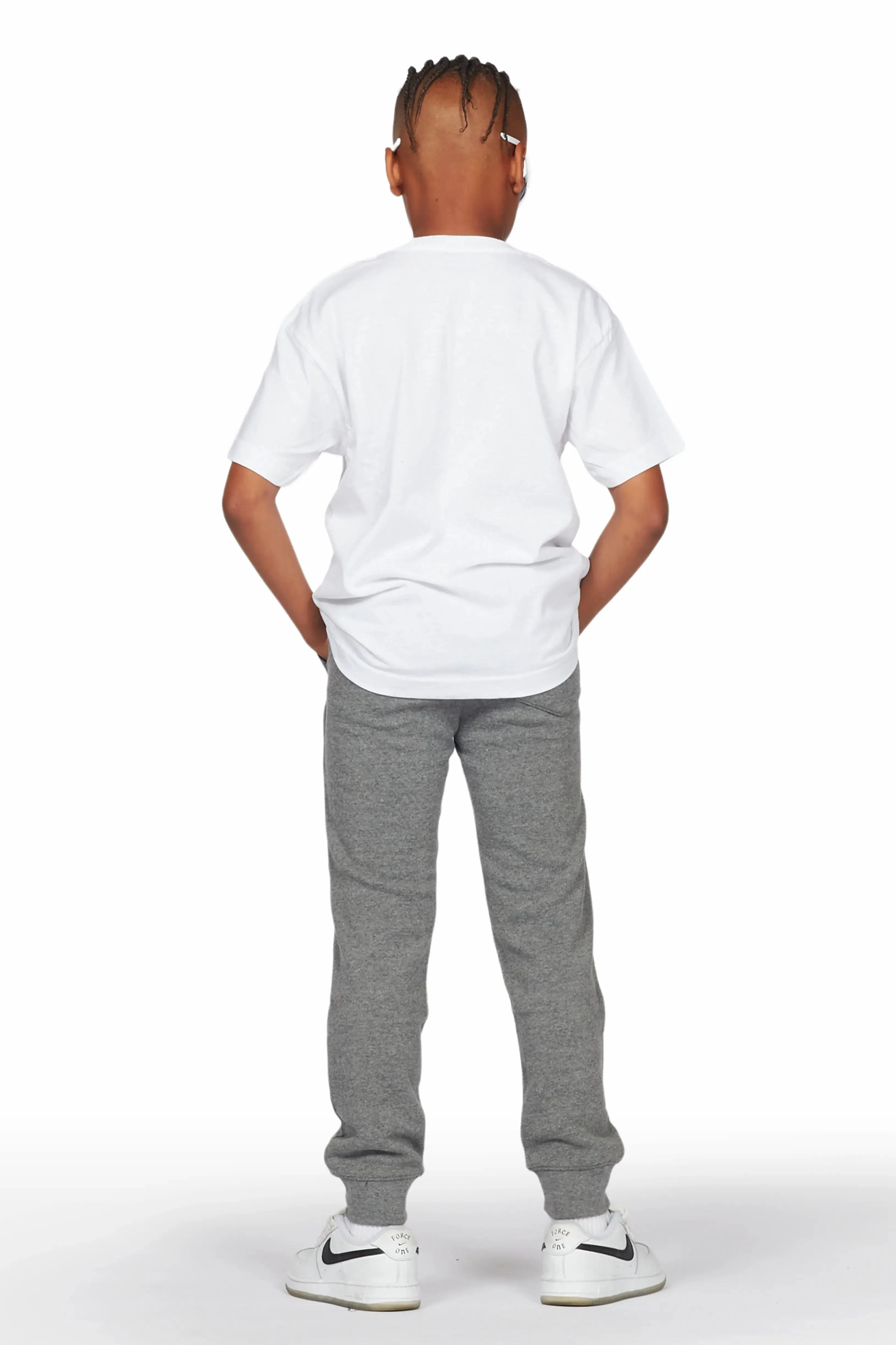 Boys Galen White/Grey T-Shirt Jogger Set