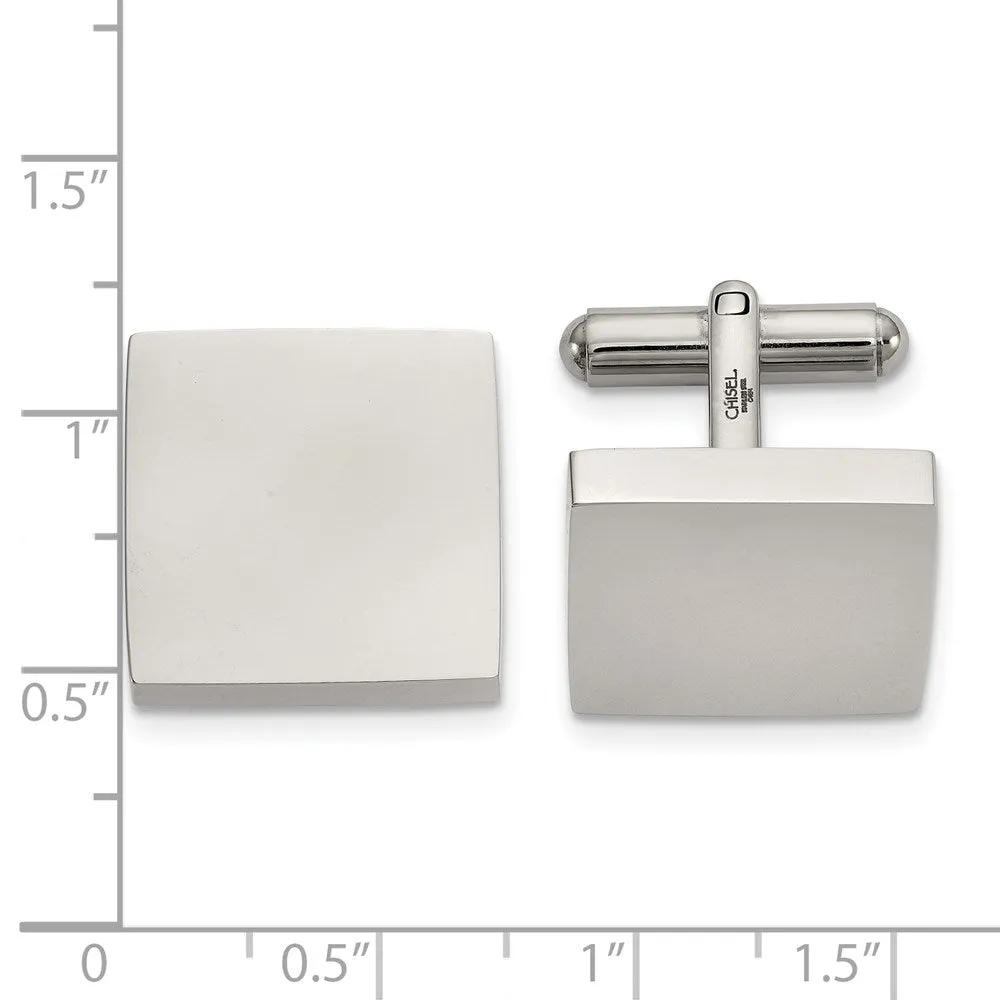 Chisel Stainless Steel Polished Square Cuff Links