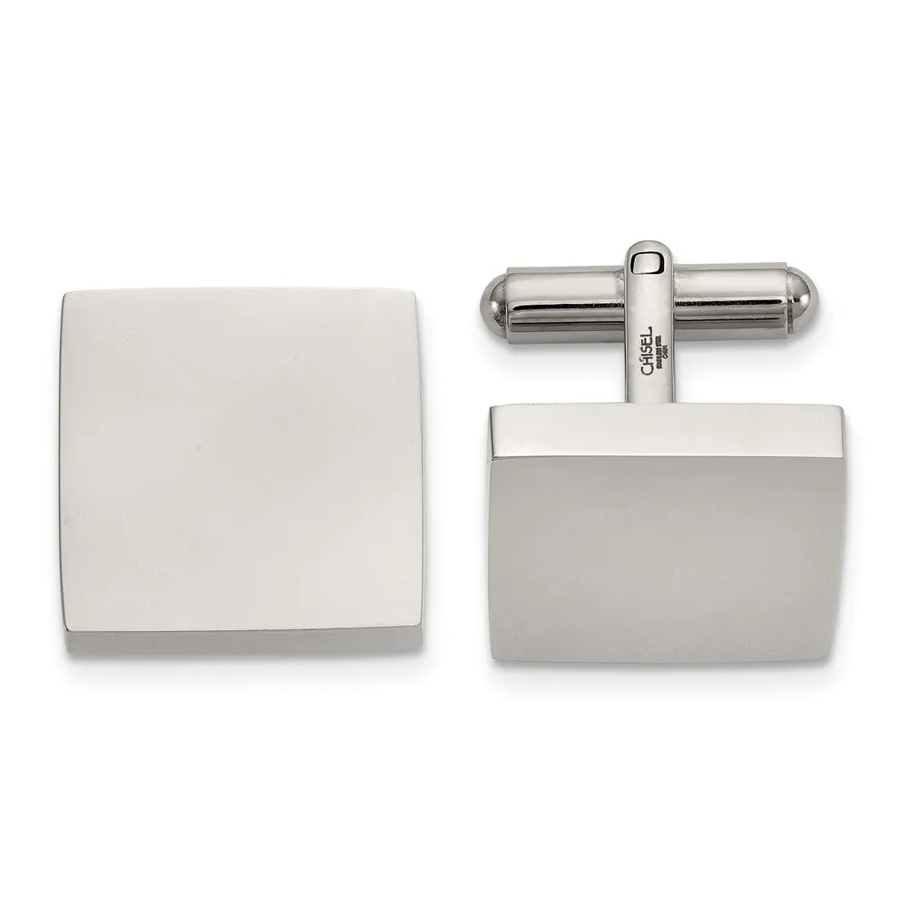 Chisel Stainless Steel Polished Square Cuff Links