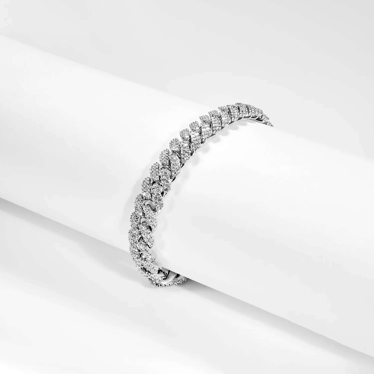 COPA Men’s 7 Carat Diamond Cuban Link Chain Bracelet in 14K White Gold By Mike Nekta NYC