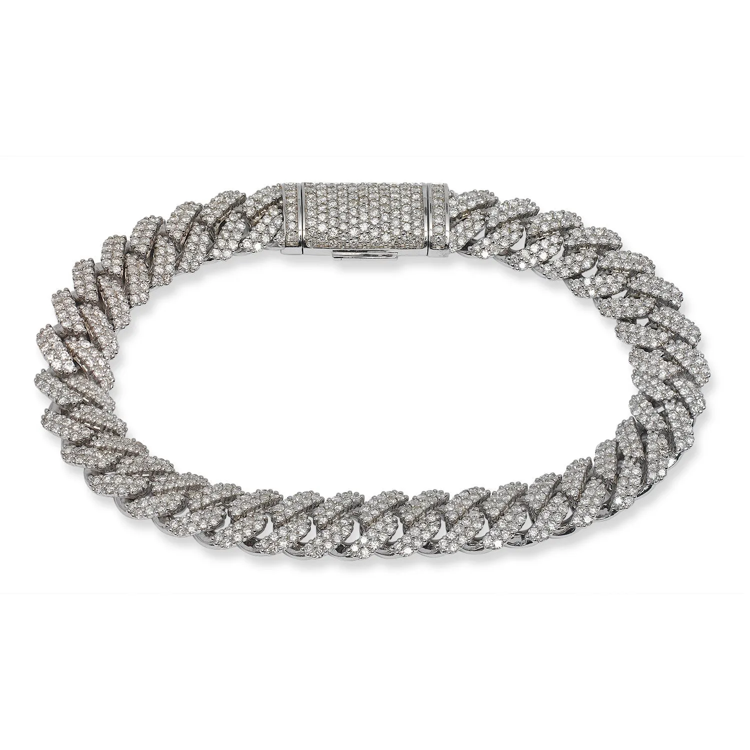 COPA Men’s 7 Carat Diamond Cuban Link Chain Bracelet in 14K White Gold By Mike Nekta NYC