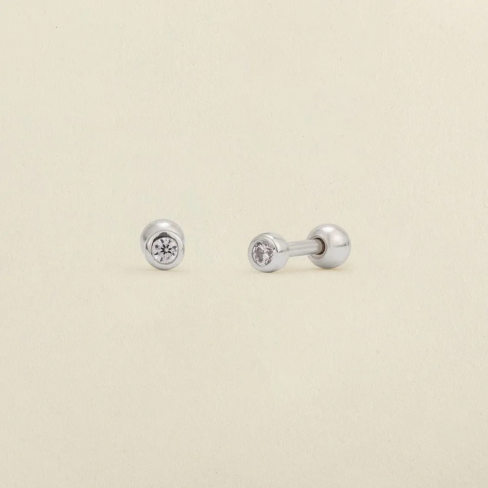 CZ Bezel Stud Earrings