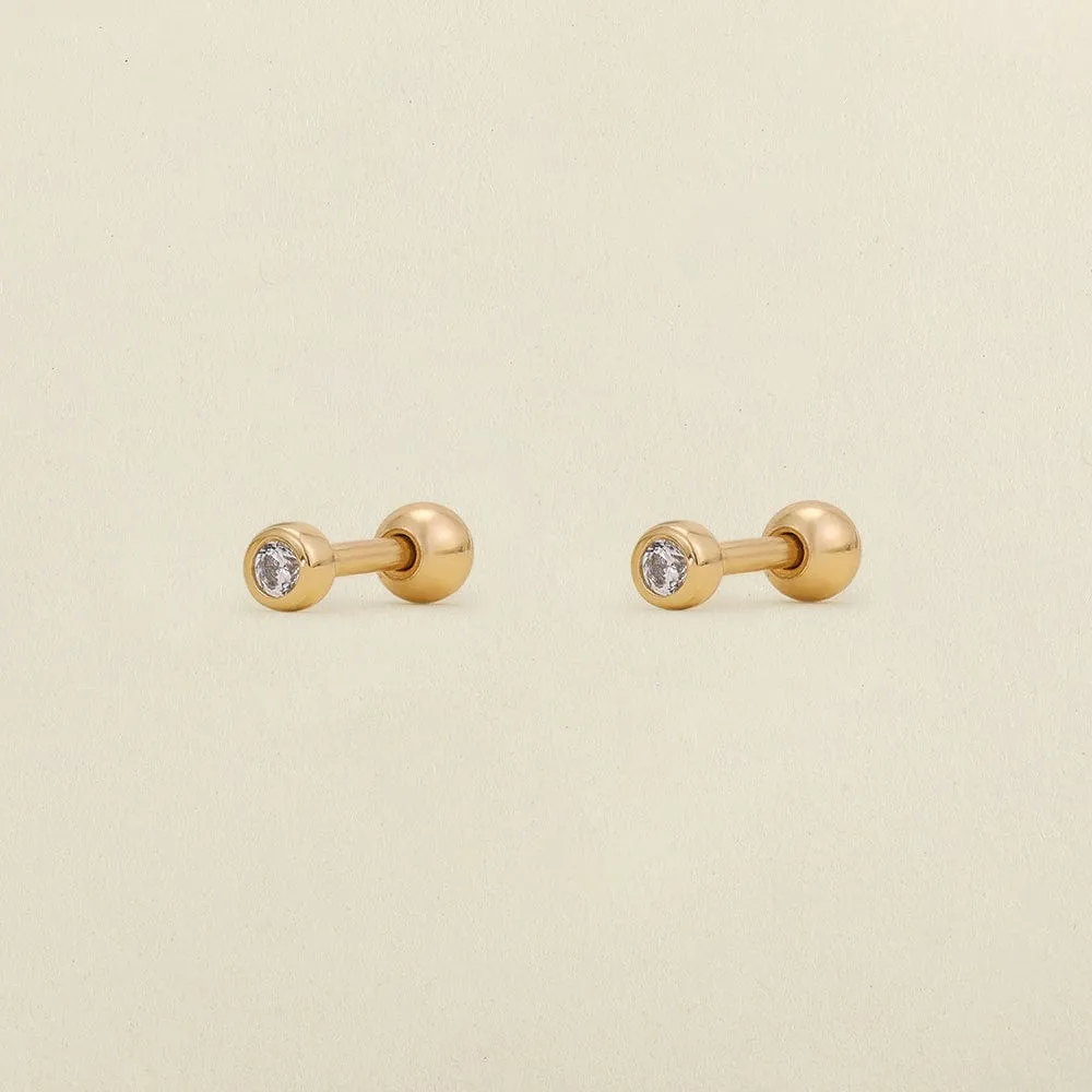 CZ Bezel Stud Earrings