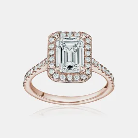 Emerald Cut With Halo Engagement Ring