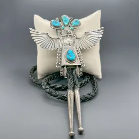 Estate Helen Long SS Navajo Kachina Thunderbird Dancer Bolo Tie