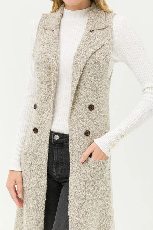 Fall in Love Sleeveless Cardigan in Oatmeal