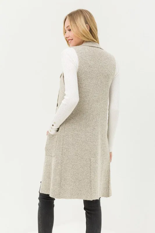 Fall in Love Sleeveless Cardigan in Oatmeal