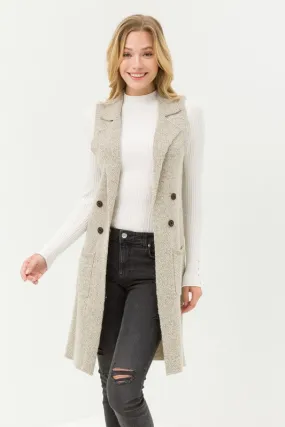 Fall in Love Sleeveless Cardigan in Oatmeal