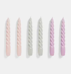 HAY Candle Set of 6 – Twist – Light Grey, Light Rose & Lilac