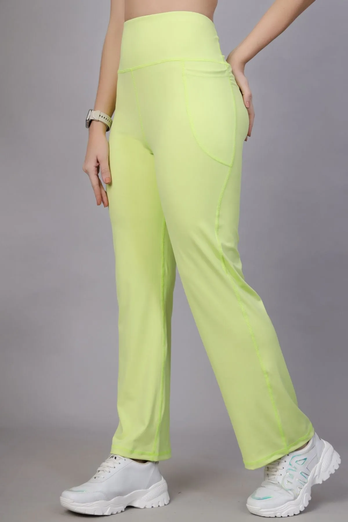 High Waisted Gentle Compression Lime Postpartum Pants