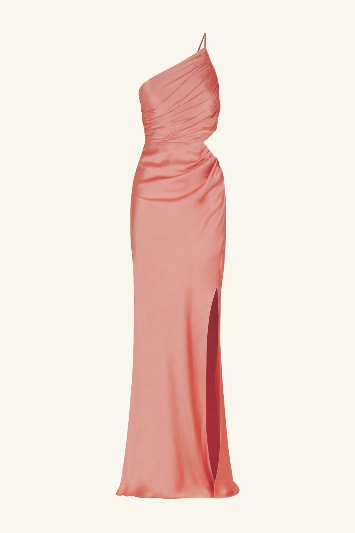 LA LUNE ASYMMETRICAL GATHERED MAXI DRESS - ANTIQUE ROSE