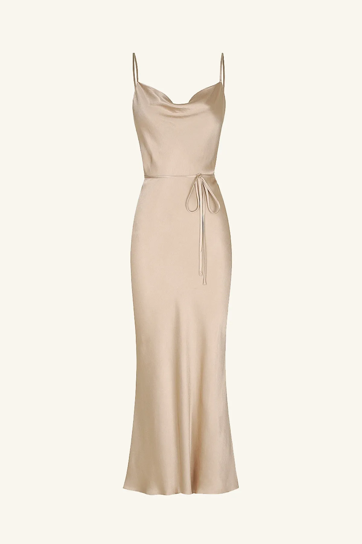 LA LUNE BIAS COWL MIDI DRESS - GOLD