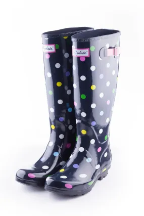 Ladies Ripon High Gloss Polka Dot Wellingtons