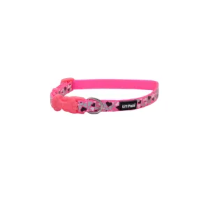 Li'l Pals Reflective Dog Collar, Pink Hearts Petite Small