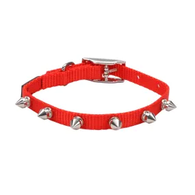 Li'l Pals Spiked Nylon Dog Collar, Red, Petite X-Small