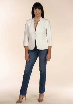 One Button Blazer - White