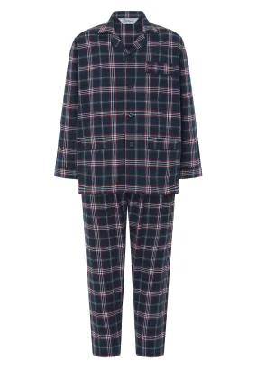 Pijama Hombre Invierno Largo Solapa Franela Cuadros - Azul 2810_39