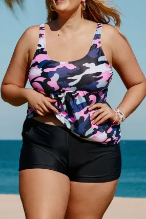 Plus Size Camouflage Schößchen zweiteiliges Tankini-Set