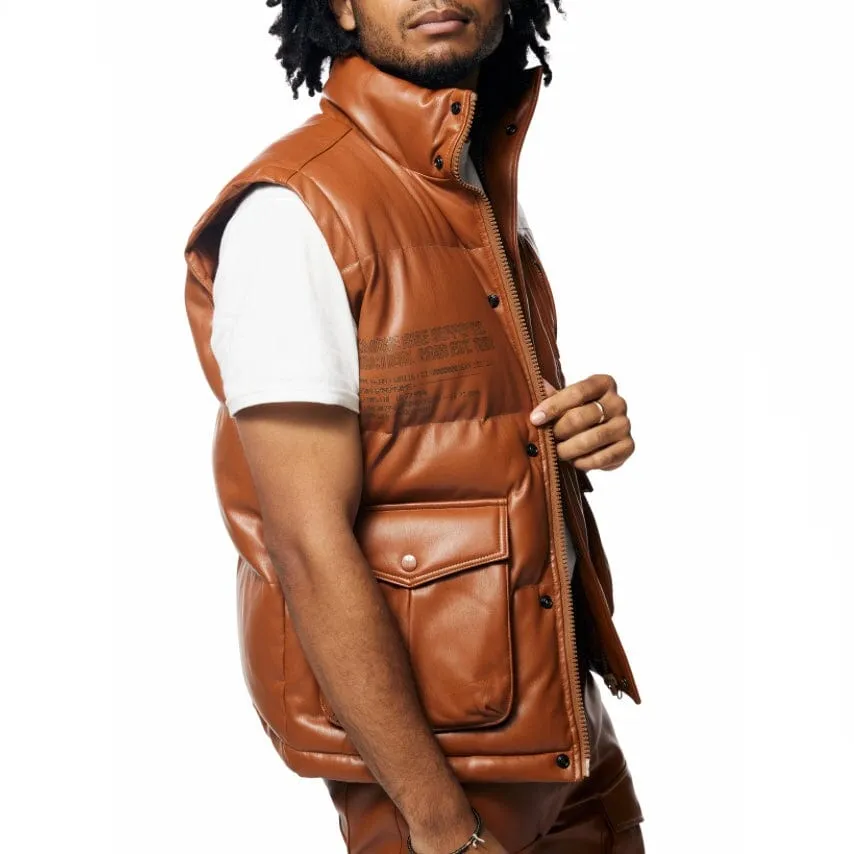 Smoke Rise Utility Vegan Leather Vest (Cognac) WV23685