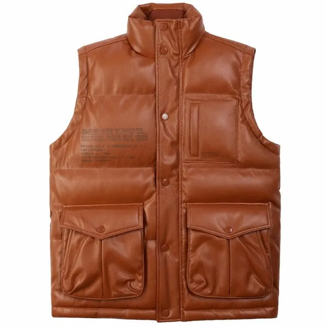 Smoke Rise Utility Vegan Leather Vest (Cognac) WV23685