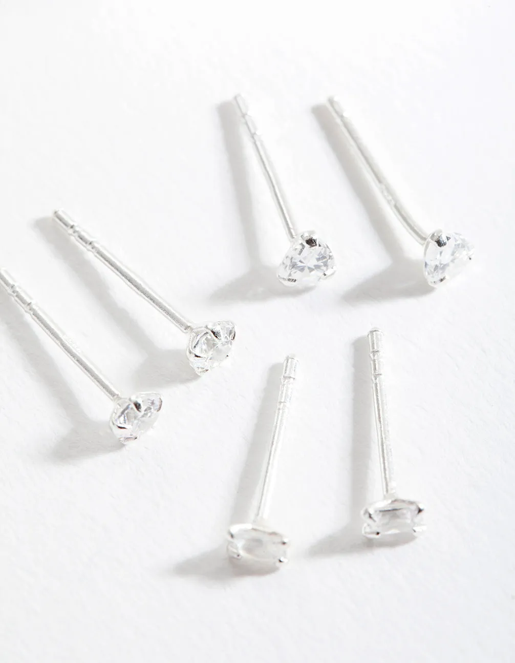 Sterling Silver Mini Cubic Zirconia Stud Earring Pack