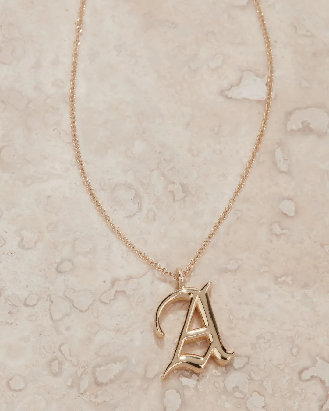 The Initial Charm Necklace [Old English]