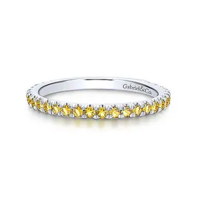 White Gold Citrine Stackable Ring