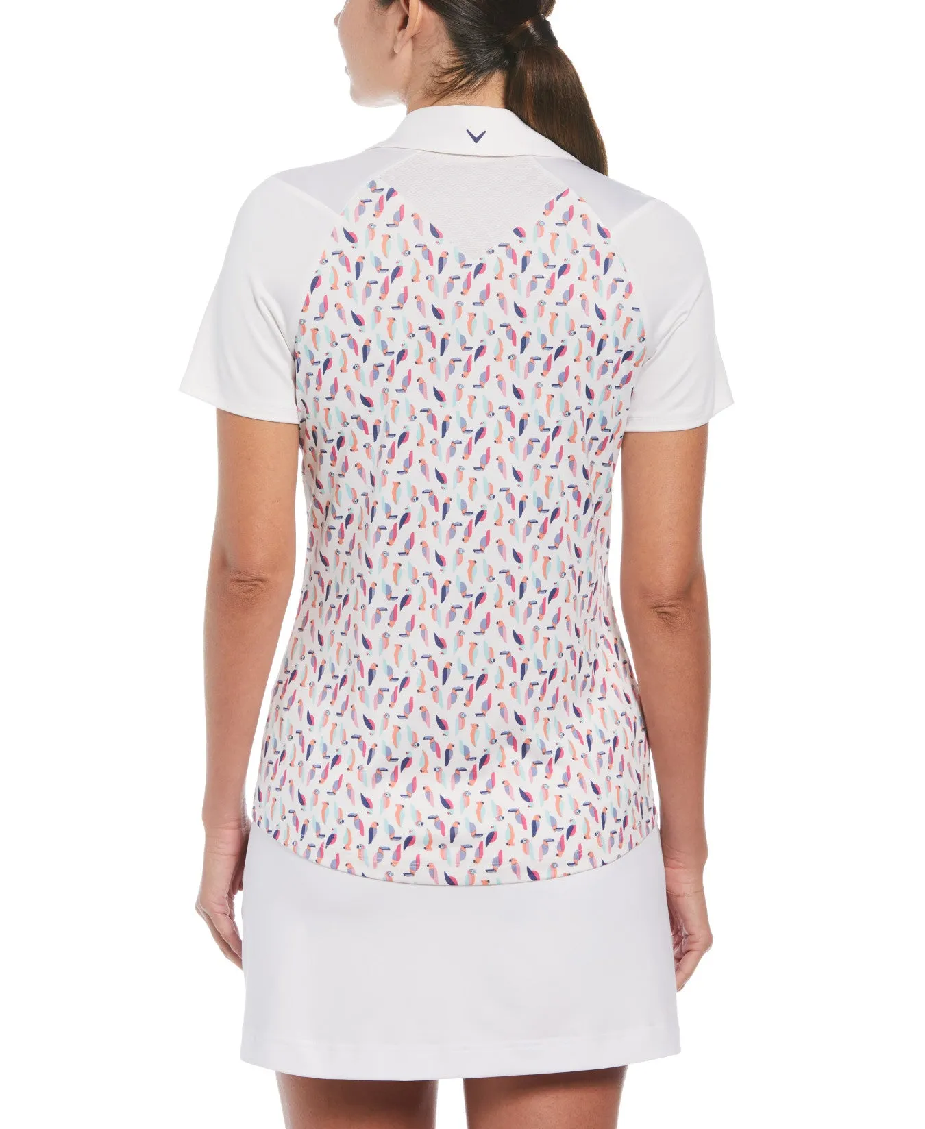 Women's Birdie And Eagle Print Golf Polo In Brilliant White