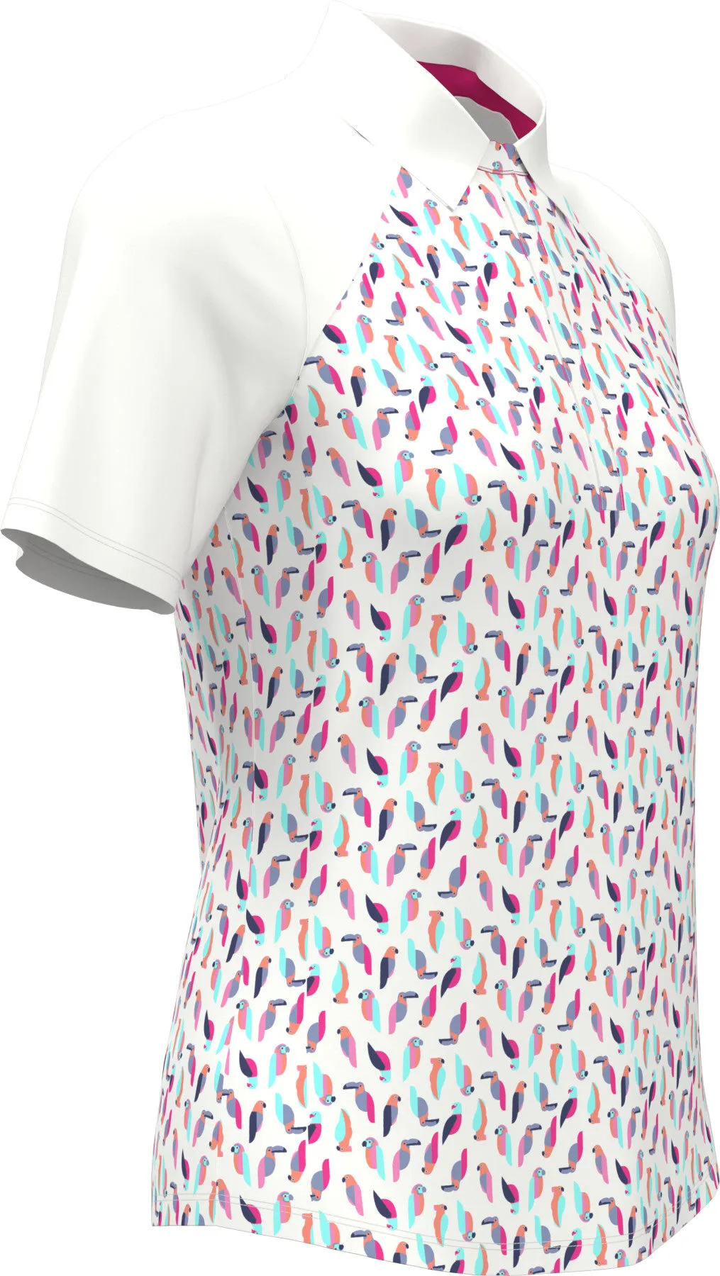 Women's Birdie And Eagle Print Golf Polo In Brilliant White