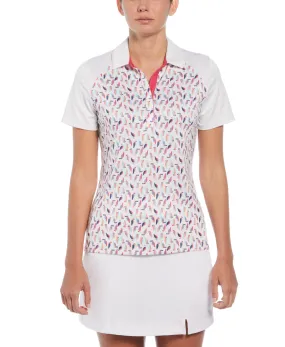 Women's Birdie And Eagle Print Golf Polo In Brilliant White