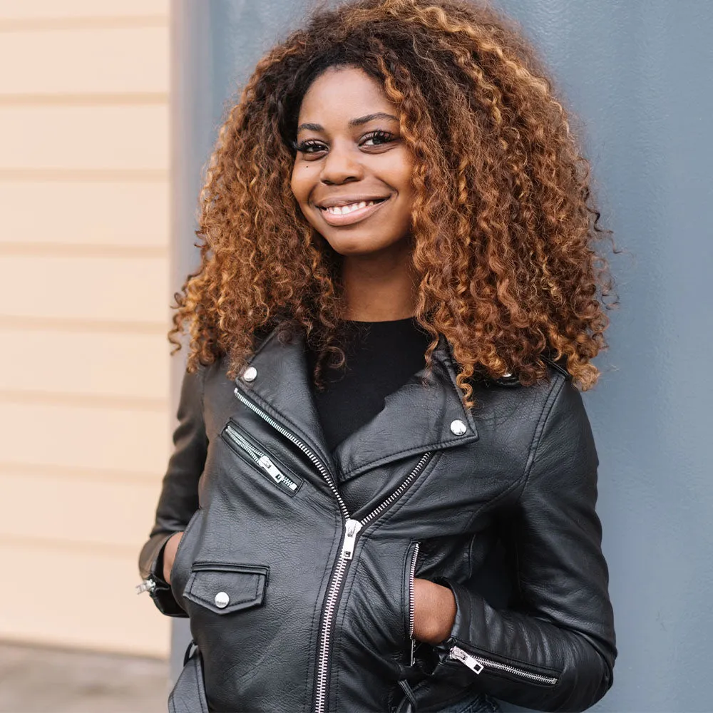 Women's Leather Biker Jacket - Monique